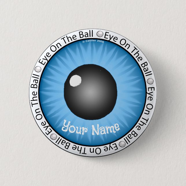 Blue Eye On Ball Golfer  6 Cm Round Badge (Front)