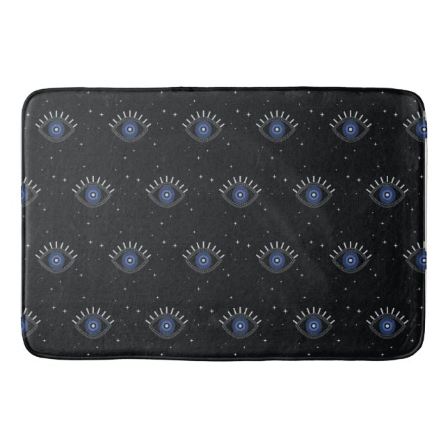 Blue eye protection from bad energy, evil eye  bath mat (Front)