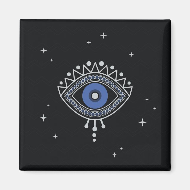 Blue eye protection from bad energy symbol magnet (Front)