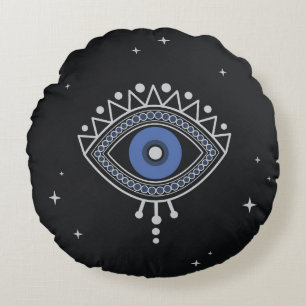 Blue eye protection magic amulet round cushion