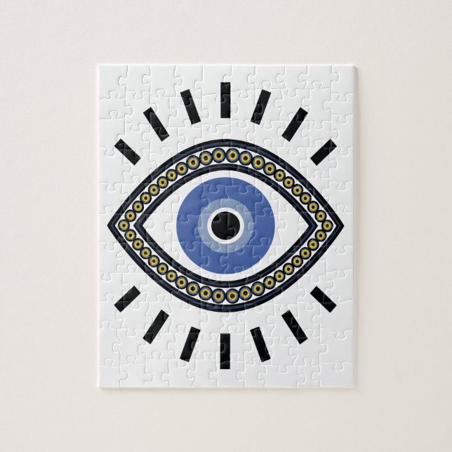 Blue eye protection talisman ethnic magic symbol jigsaw puzzle (Vertical)