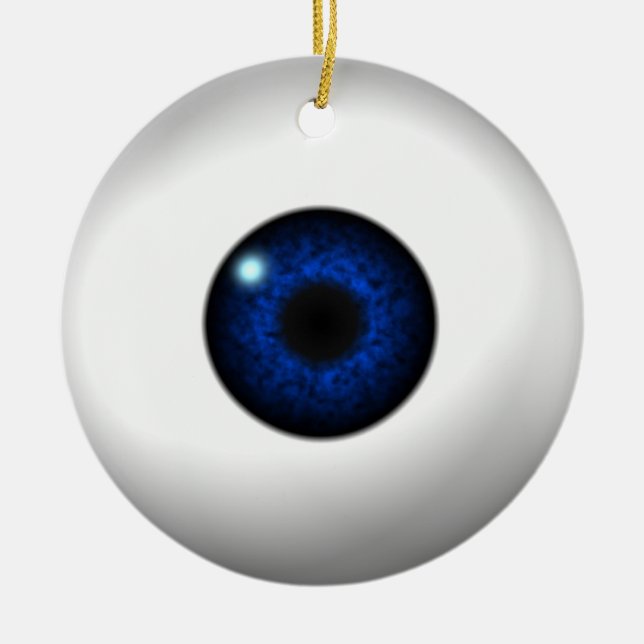 blue eye / red eye ceramic tree decoration (Front)