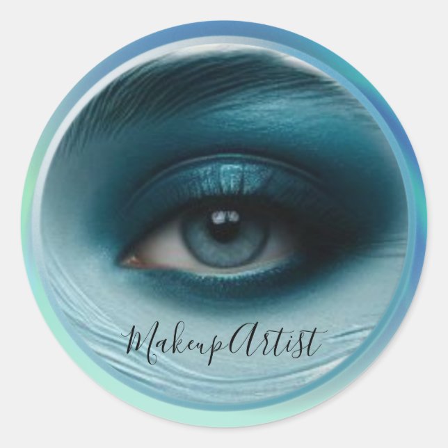 Blue Eye Shadow Bold Aesthetic  Classic Round Sticker (Front)