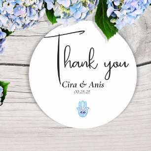 Blue eye Turkish styles thank you wedding  Classic Round Sticker