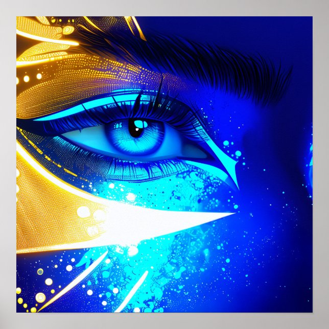 Blue Eye with Golden Elegance Poster (Front)
