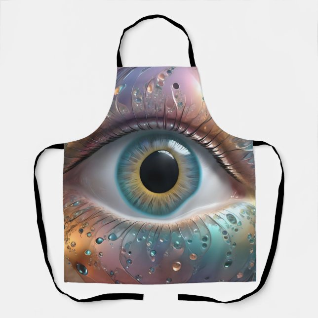 Blue Eyeball Fractal Art, Apron (Front)
