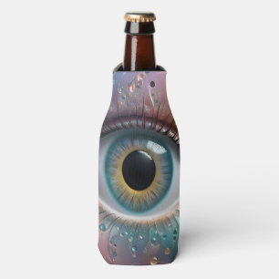 Blue Eyeball Fractal Art, Bottle Cooler