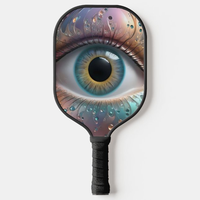 Blue Eyeball Fractal Art, Pickleball Paddle (Front)