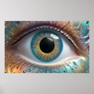 Blue Eyeball Fractal Art, Poster