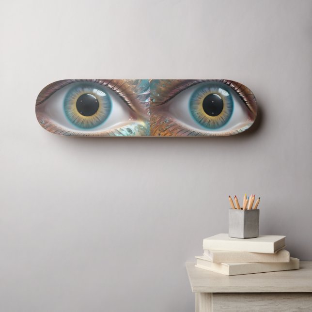 Blue Eyeball Fractal Art, Skateboard (Wall Art (Horz))