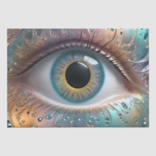 Blue Eyeball Fractal Art, Tissue Paper