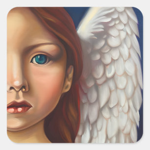 Blue Eyed Angel Square Sticker