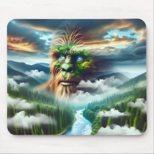 Blue Eyed Bigfoot in the Mountains Mouse Pad