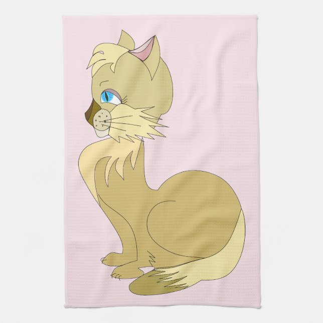 Blue Eyed Cat Kitchen Towel - Customisable (Vertical)