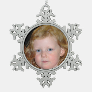 Blue Eyed Christmas Snowflake Pewter Christmas Ornament