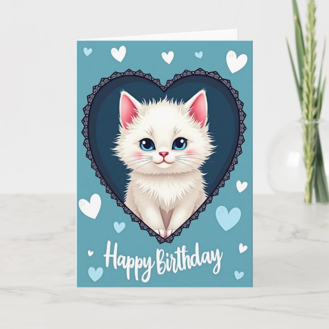 Blue Eyed Creature Birthday Card (Front)