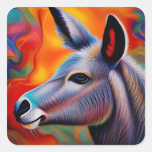 Blue eyed donkey square sticker