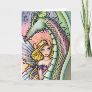 Blue Eyed Dragon Fairy Fantasy Card