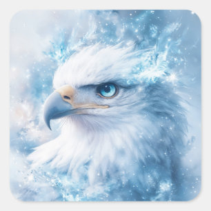 Blue-Eyed Eagle Among Frozen Wonders Square Sticker