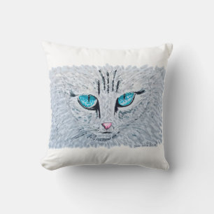 Blue Eyed Fluffy Cat Cushion