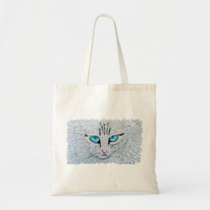 Blue Eyed Fluffy Cat Tote Bag