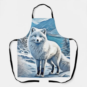 Blue-Eyed Fox Scene Design Apron