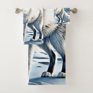 Blue-Eyed Fox Scene Design Bath Towel Set