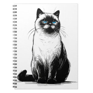 Blue-Eyed Gaze - Siamese Cat  Notebook