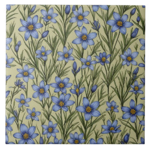 Blue-Eyed Grass flower pattern Ceramic Tile