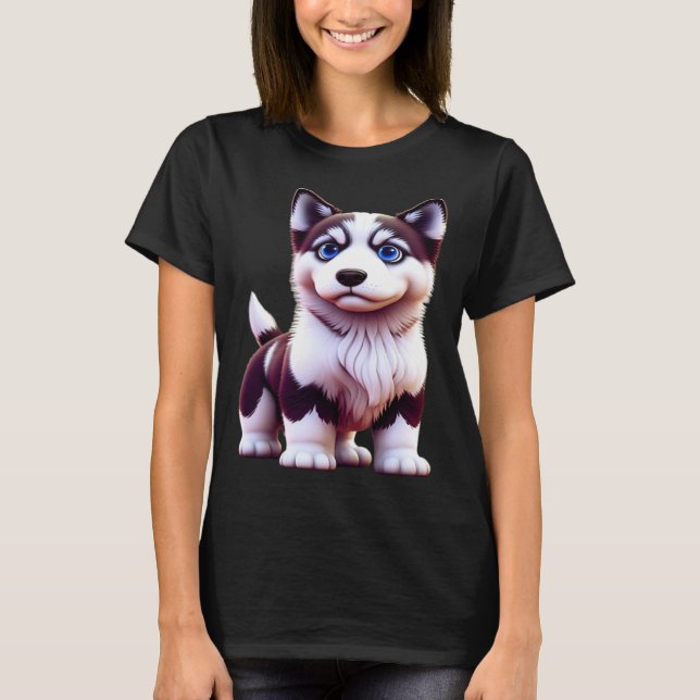 Blue Eyed Husky Puppy T-Shirt (Front)