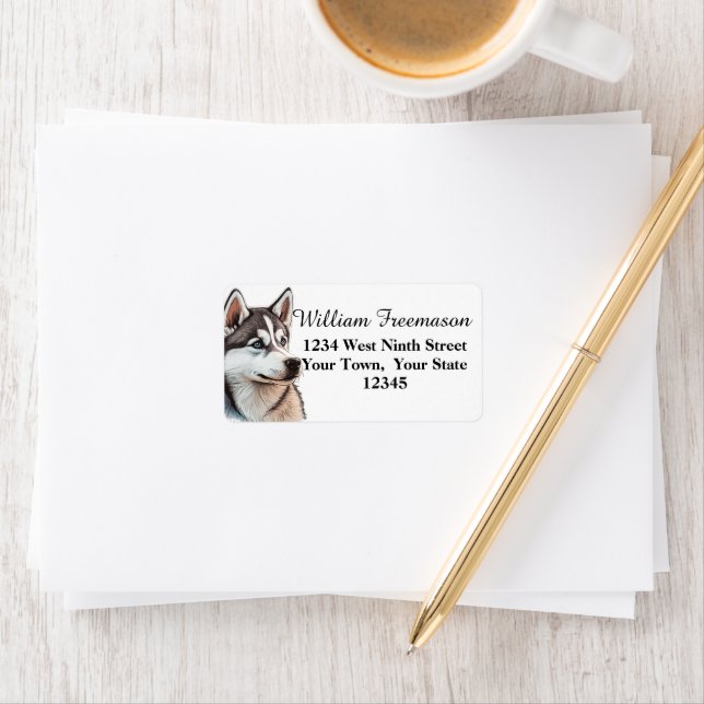 Blue Eyed Husky Return Address  Label (Insitu)