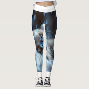 Blue-Eyed Kitten Portrait – Cute Cat Leggings