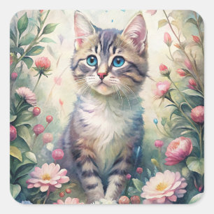 Blue Eyed kitten Square Sticker