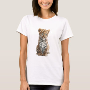 Blue-Eyed Leopard Cub Digital Illustration T-Shirt