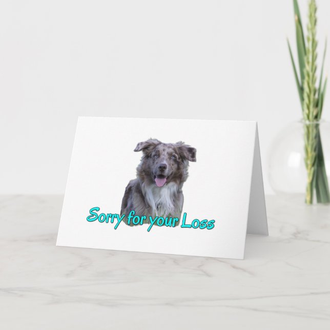 Blue Eyed Merle Cattle Dog Condolence Sorry Loss Card (Front)