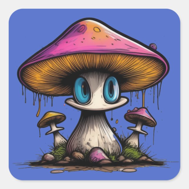 Blue Eyed Mushroom  Square Sticker (Front)