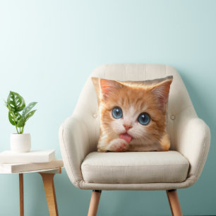 Blue-Eyed Paw licking Kitten Cushion