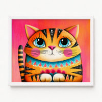 Blue Eyed Pink and Orange Tabby Cat Painting