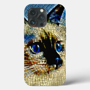Blue Eyed Siamese Cat Mosaic Tiles iPhone 13 Pro Case