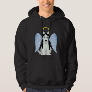 Blue Eyed Siberian Husky Angel Dog Hoodie
