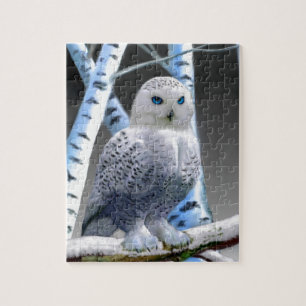 Blue-eyed Snow Owl Jigsaw Puzzle