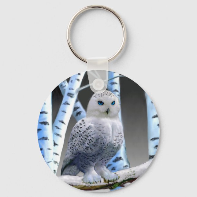 Blue-eyed Snow Owl Key Ring (Front)