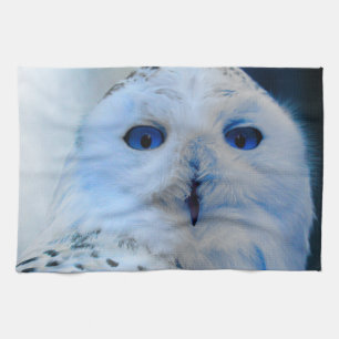 Blue Eyed Snow Owl Tea Towel