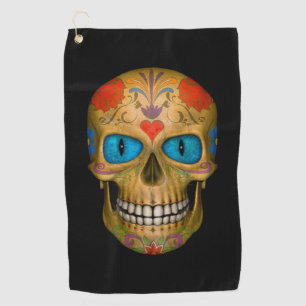 Blue Eyed Sugar Skull Zombie  Undead Golf Towels