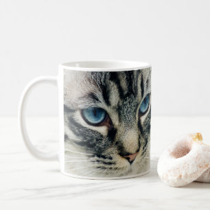 Blue-Eyed Tabby Cat Face Morphing Mug