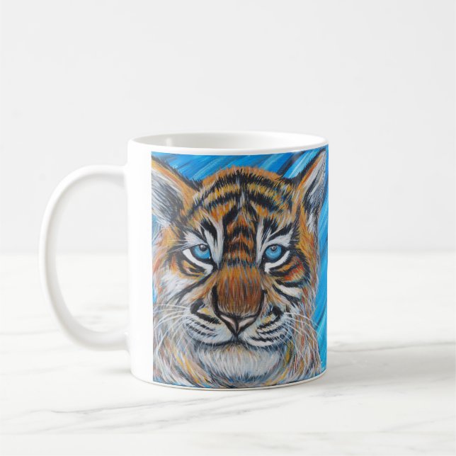 Blue-Eyed Tiger Painting Coffee Mug (Left)