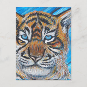 Blue-Eyed Tiger Painting Postcard