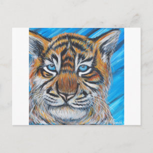 Blue-Eyed Tiger Painting Postcard