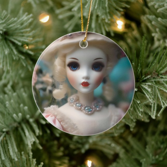 Blue Eyed Vintage Doll, Ceramic Ornament (Tree)
