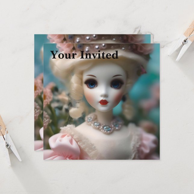 Blue Eyed Vintage Doll, Invitation (Front/Back In Situ)